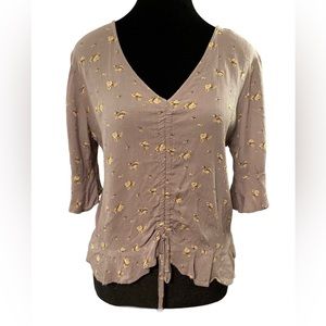 American Eagle Outfitters Floral Gray Frilly Top.